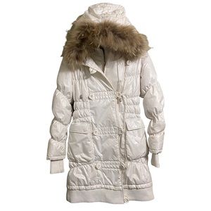 RUDSAK Size Sm White Down Filled Fur Trim Hood